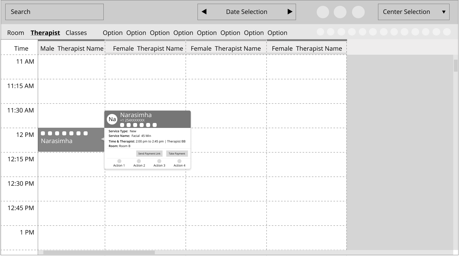 Appointment Scheduler Wireframe